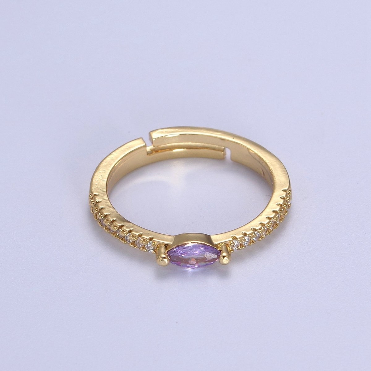 Dainty Ring, Gold Minimalist Ring, Stacking Ring, Green Purple Aqua CZ Diamond Gold Thin Ring, Gift for Her U-365, U-367