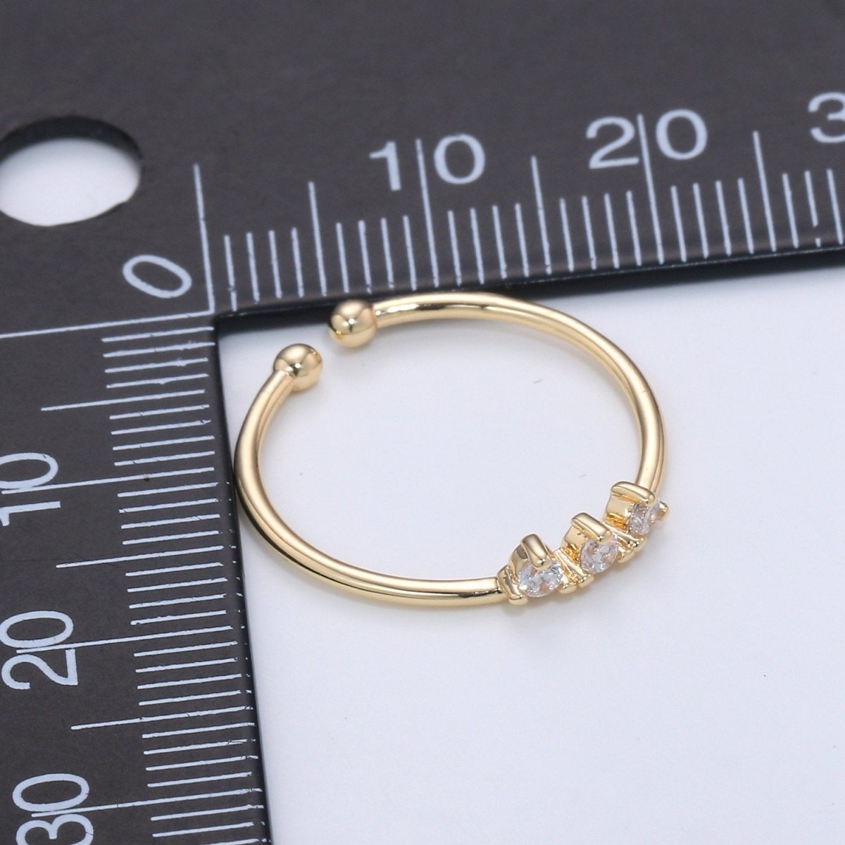 Dainty Ring, Gold Minimalist Ring, Stacking Ring, Simple Micro Pave Ring, Cubic Zirconia Gold Open Ring, Thin Ring, Gift for Her R-080 - DLUXCA
