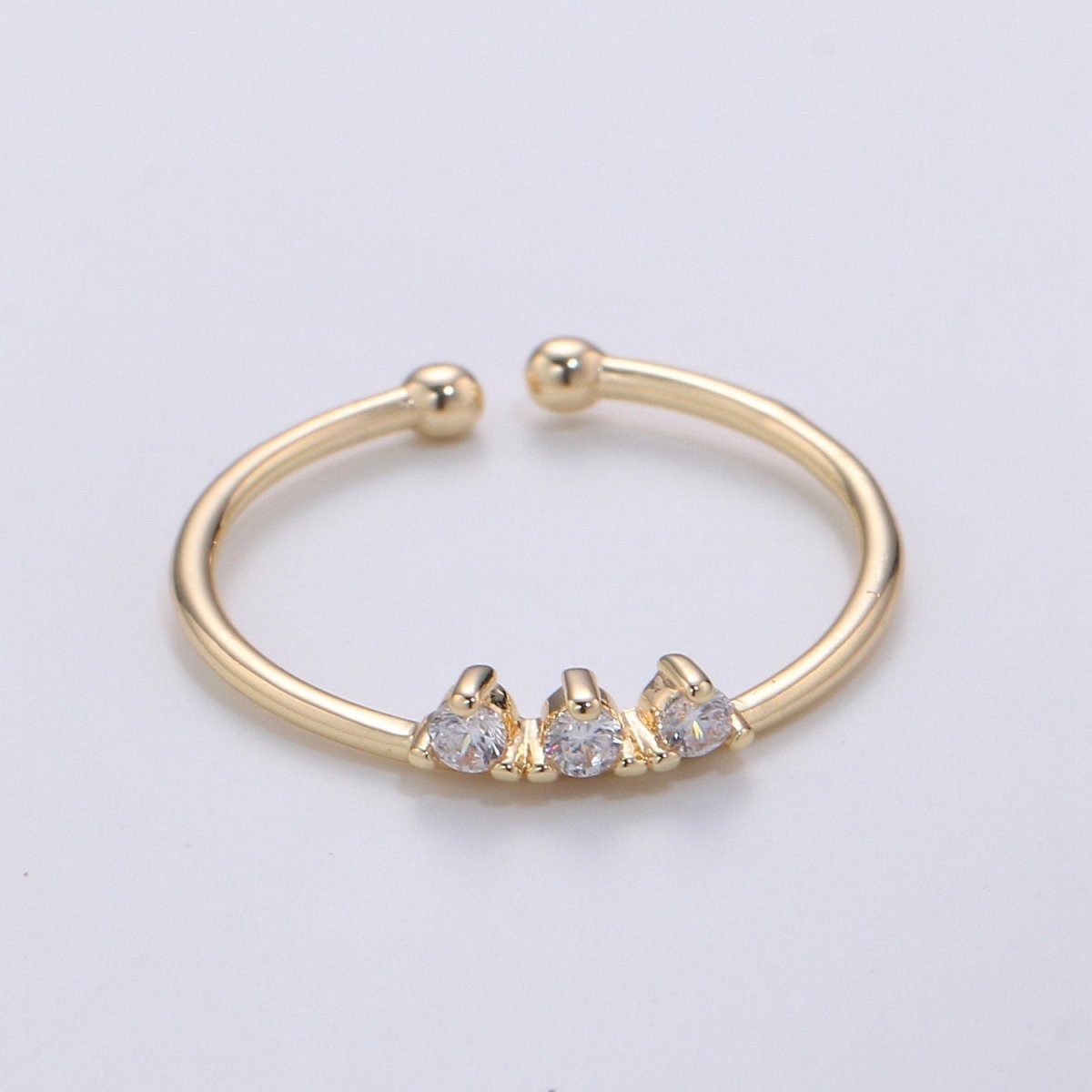 Dainty Ring, Gold Minimalist Ring, Stacking Ring, Simple Micro Pave Ring, Cubic Zirconia Gold Open Ring, Thin Ring, Gift for Her R-080 - DLUXCA