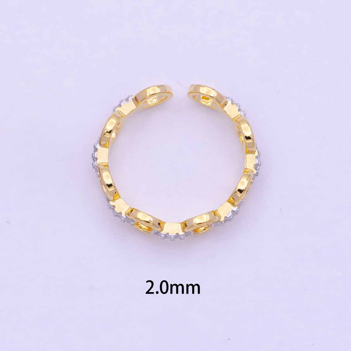 Dainty Rolo Cable Link Chain Ring with CZ S-235
