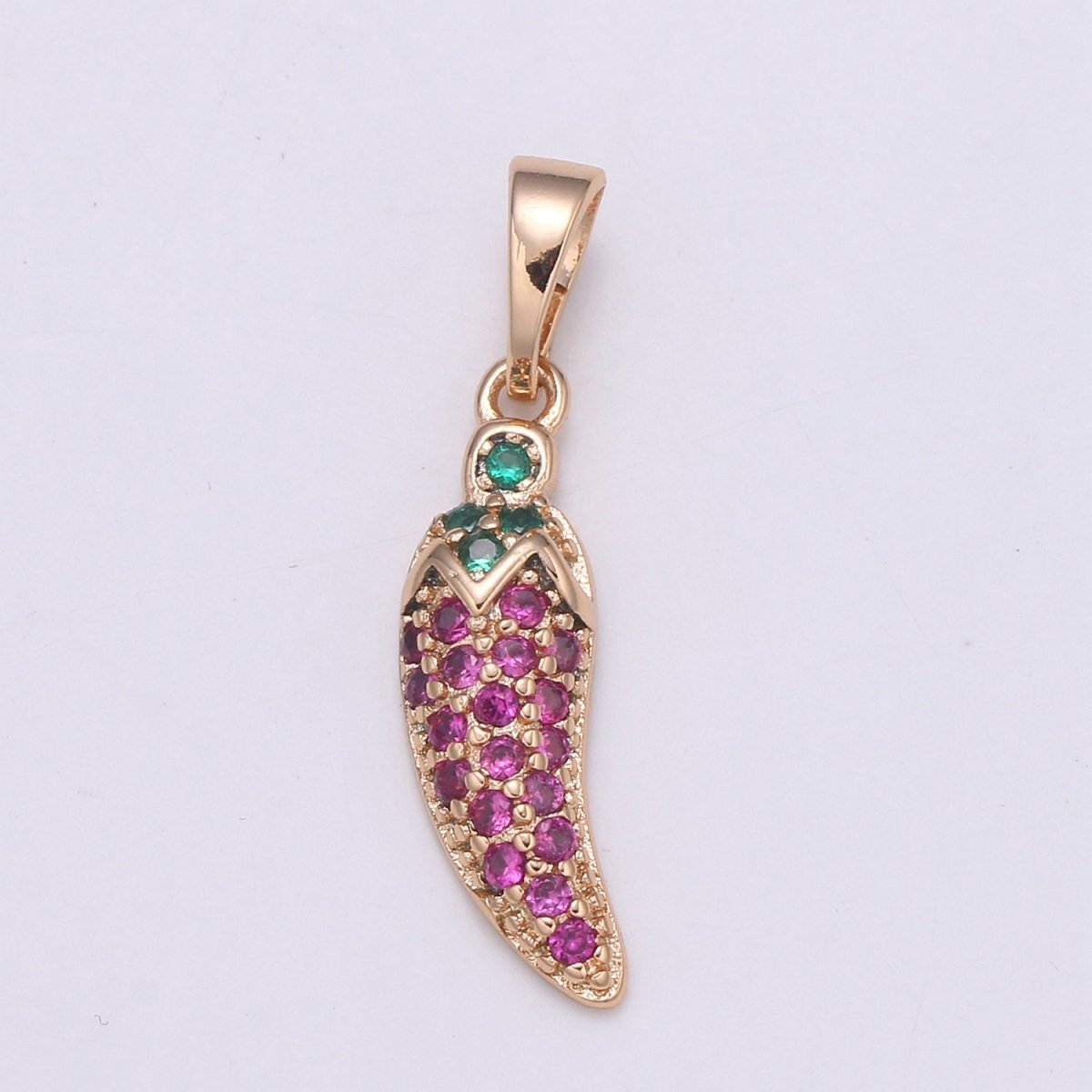Dainty Rose Gold Filled Chilli Pepper Charms, Micro Pave Chili Charm Food Charm for Bracelet Necklace Earring Mix Charm Supply Component - DLUXCA