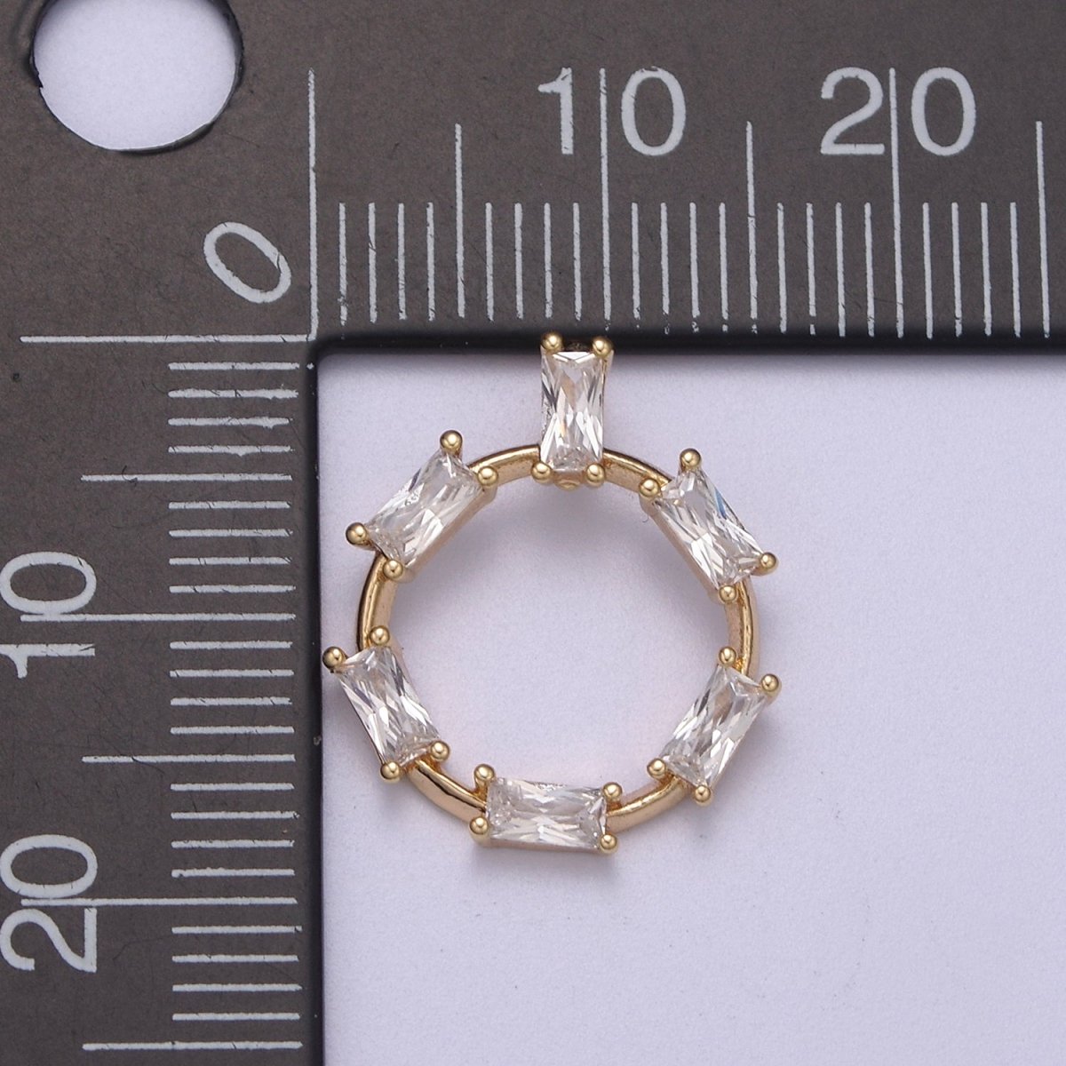 Dainty Round Baguette Cz Charm Circle Geometry Pendant for minimalist jewelry N-276 - DLUXCA