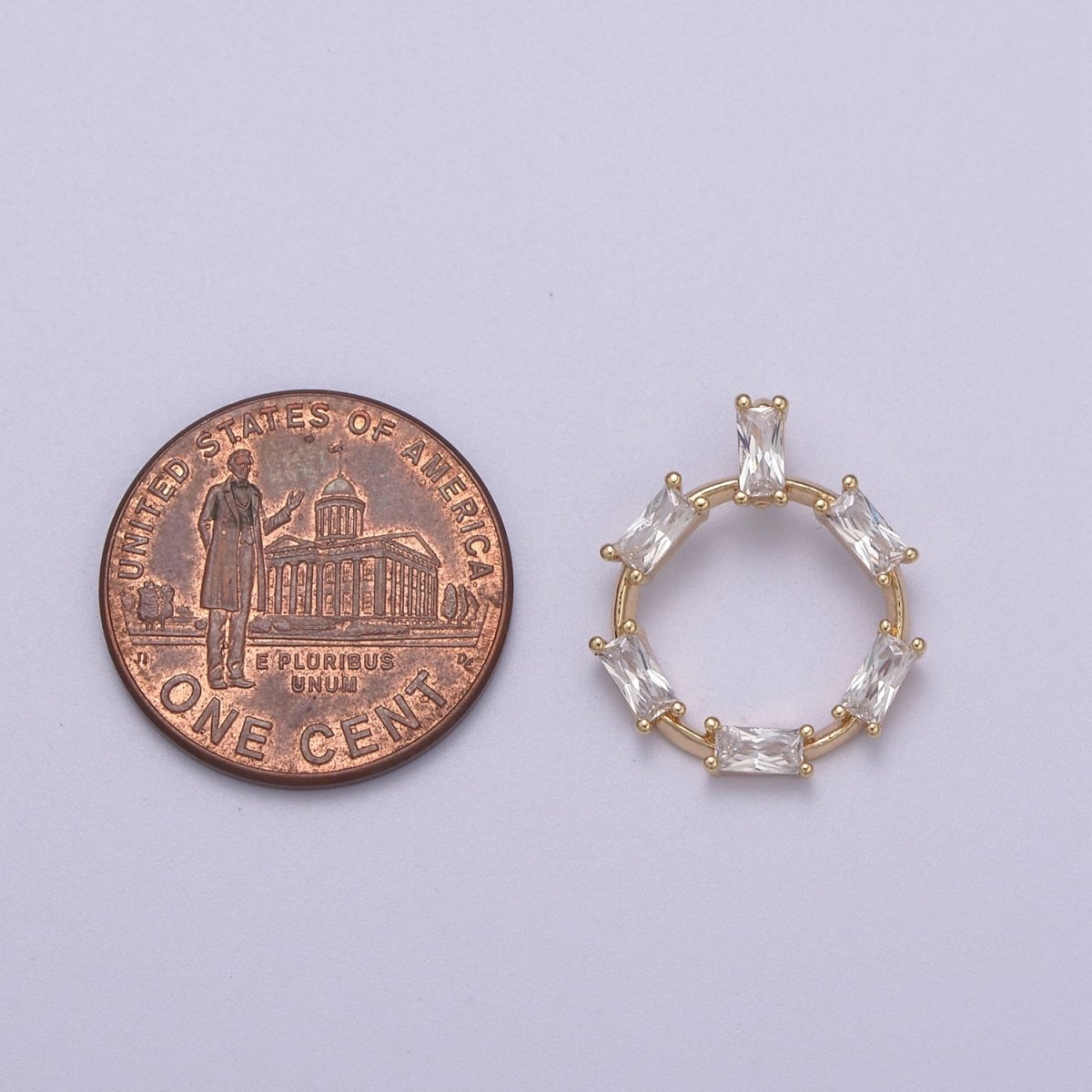 Dainty Round Baguette Cz Charm Circle Geometry Pendant for minimalist jewelry N-276 - DLUXCA