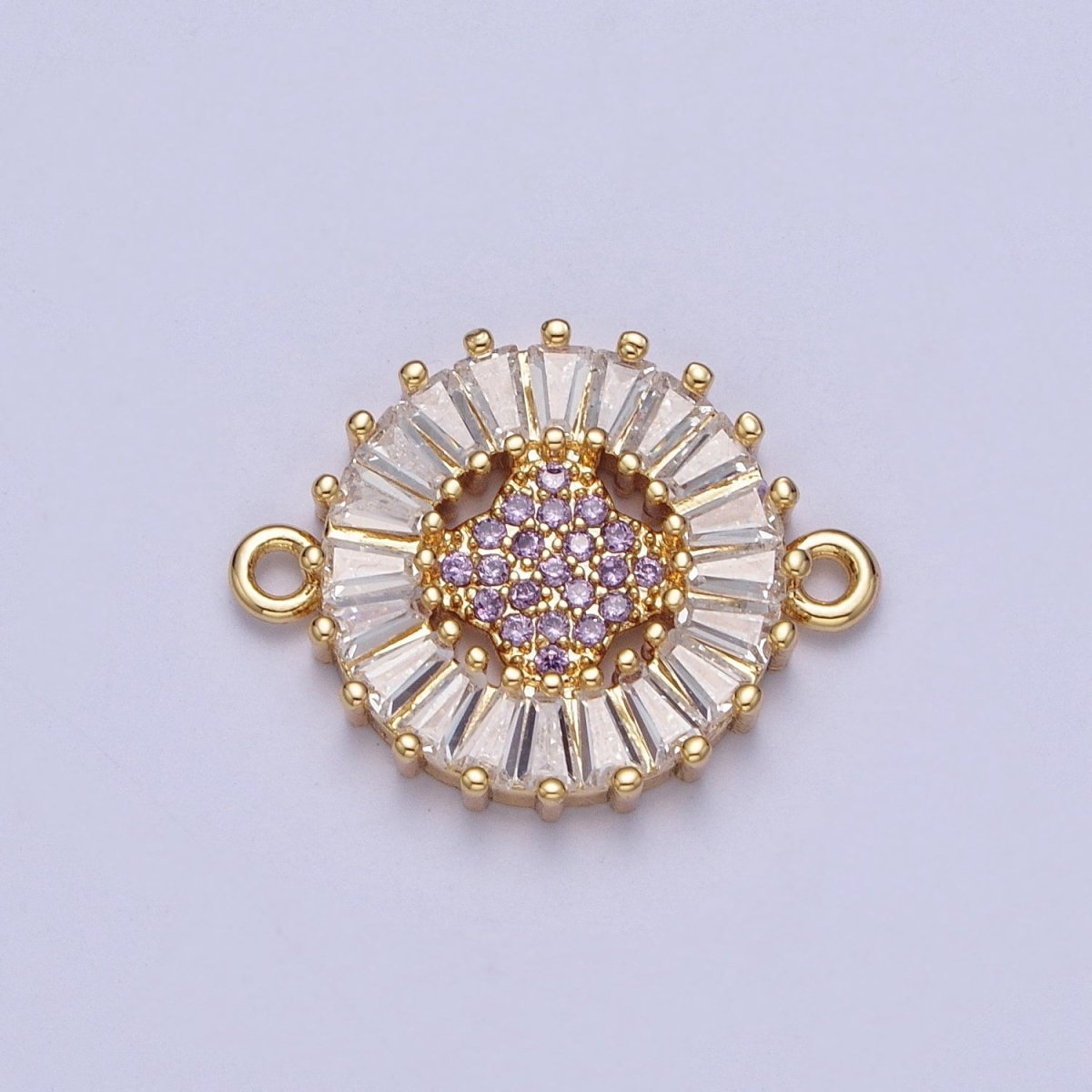 Dainty Round CZ Clover Gold Filled Charm Connector Clear Baguette Link Connector for Bracelet Necklace Supply F-322 F-356 F-417 F-437 F-464 F-483