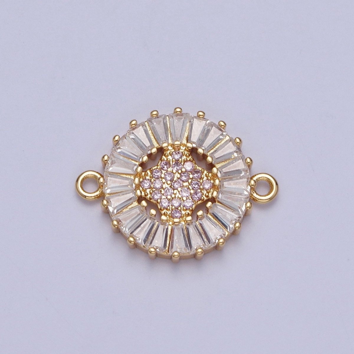 Dainty Round CZ Clover Gold Filled Charm Connector Clear Baguette Link Connector for Bracelet Necklace Supply F-322 F-356 F-417 F-437 F-464 F-483
