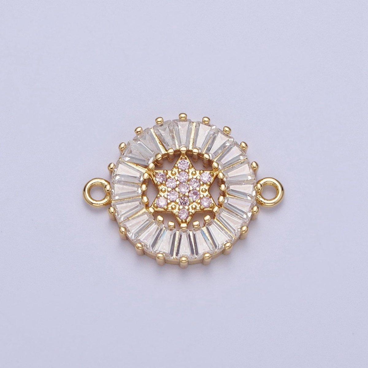 Dainty Round CZ Star Gold Filled Charm Connector Clear Baguette Link Connector for Bracelet Necklace Supply F-073 F-082 F-084 F-101 F-134