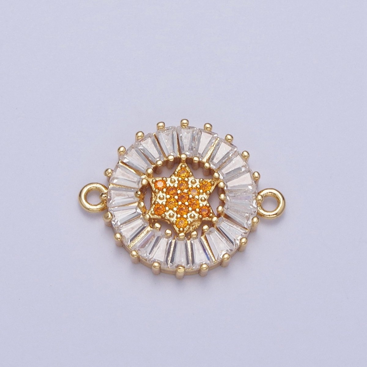 Dainty Round CZ Star Gold Filled Charm Connector Clear Baguette Link Connector for Bracelet Necklace Supply F-073 F-082 F-084 F-101 F-134
