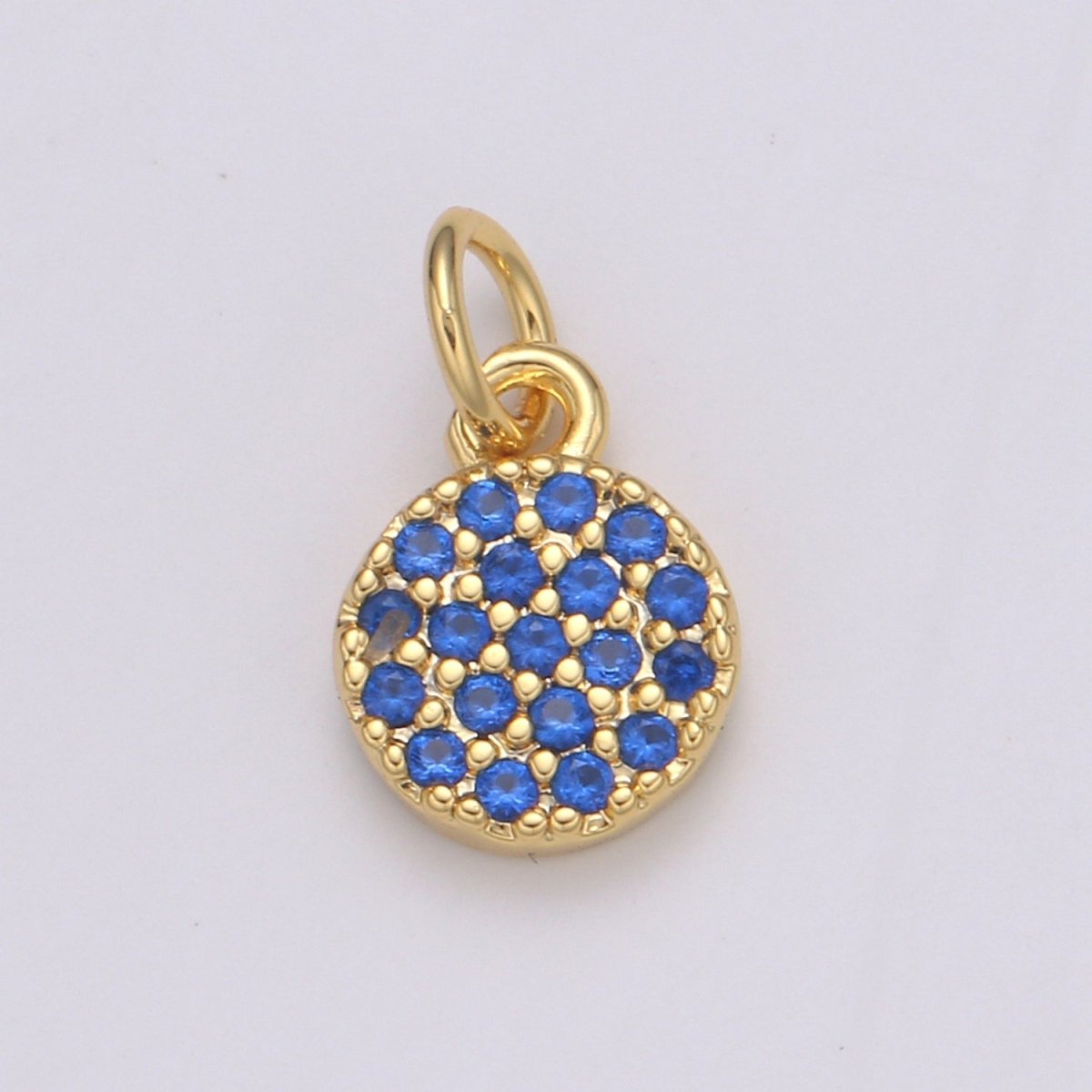 Dainty Round Disc Charm, 14K Gold Filled CZ Micro Pave Disc Pendant, Cubic Zirconia, Small Disc Pendant, Add on Charm for Bracelet 11x6mm E-221 E-222
