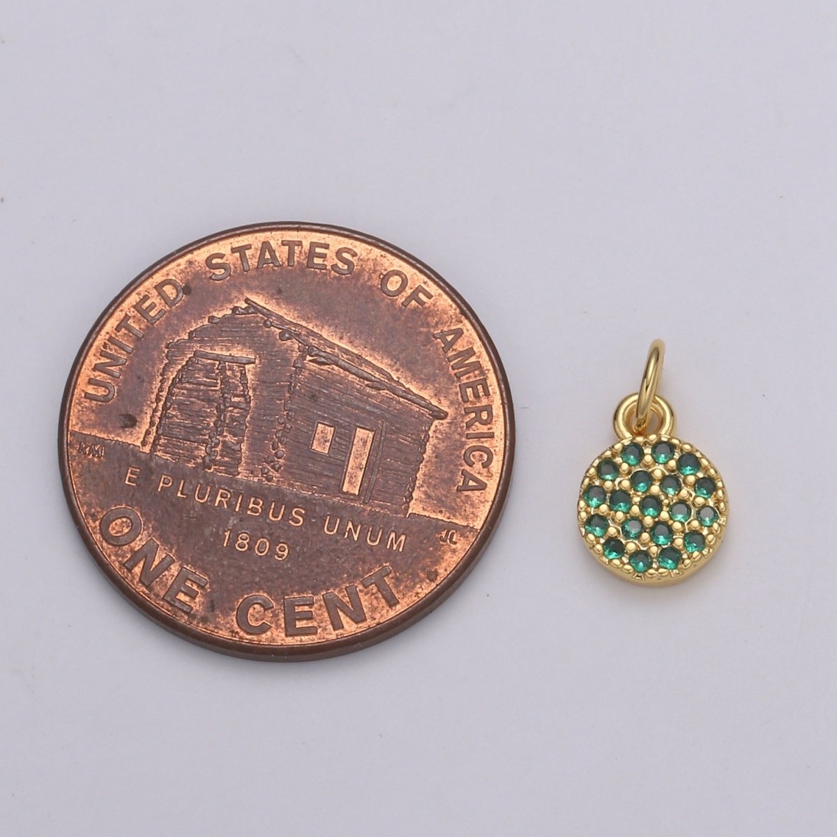 Dainty Round Disc Charm, 14K Gold Filled CZ Micro Pave Disc Pendant, Cubic Zirconia, Small Disc Pendant, Add on Charm for Bracelet 11x6mm E-221 E-222