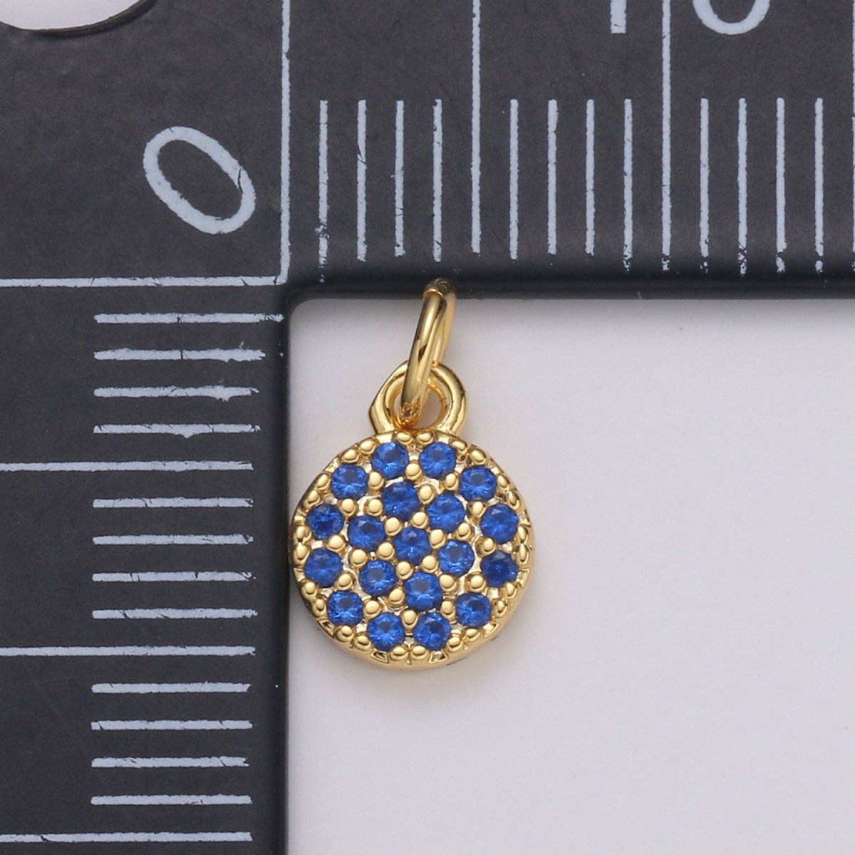 Dainty Round Disc Charm, 14K Gold Filled CZ Micro Pave Disc Pendant, Cubic Zirconia, Small Disc Pendant, Add on Charm for Bracelet 11x6mm E-221 E-222