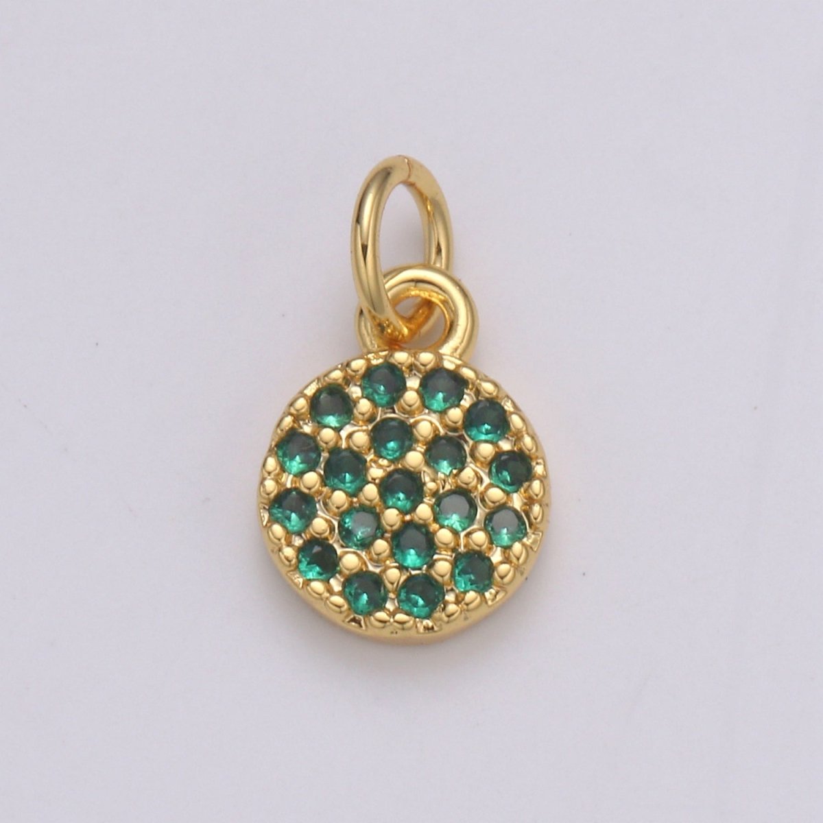 Dainty Round Disc Charm, 14K Gold Filled CZ Micro Pave Disc Pendant, Cubic Zirconia, Small Disc Pendant, Add on Charm for Bracelet 11x6mm E-221 E-222