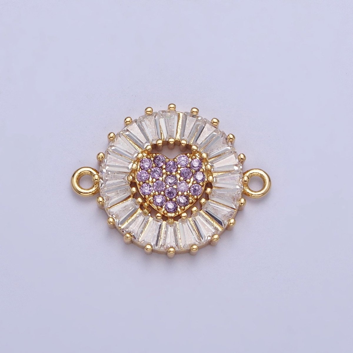 Dainty Round Heart Gold Filled Charm Connector Clear Baguette Link Connector for Bracelet Necklace Supply G-865~G-870