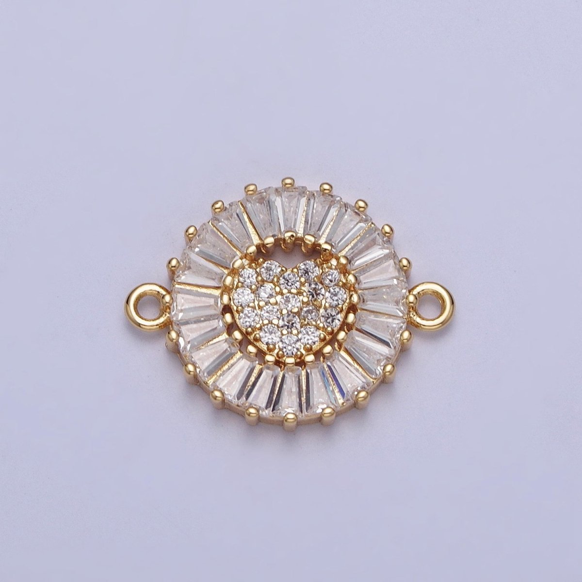 Dainty Round Heart Gold Filled Charm Connector Clear Baguette Link Connector for Bracelet Necklace Supply G-865~G-870