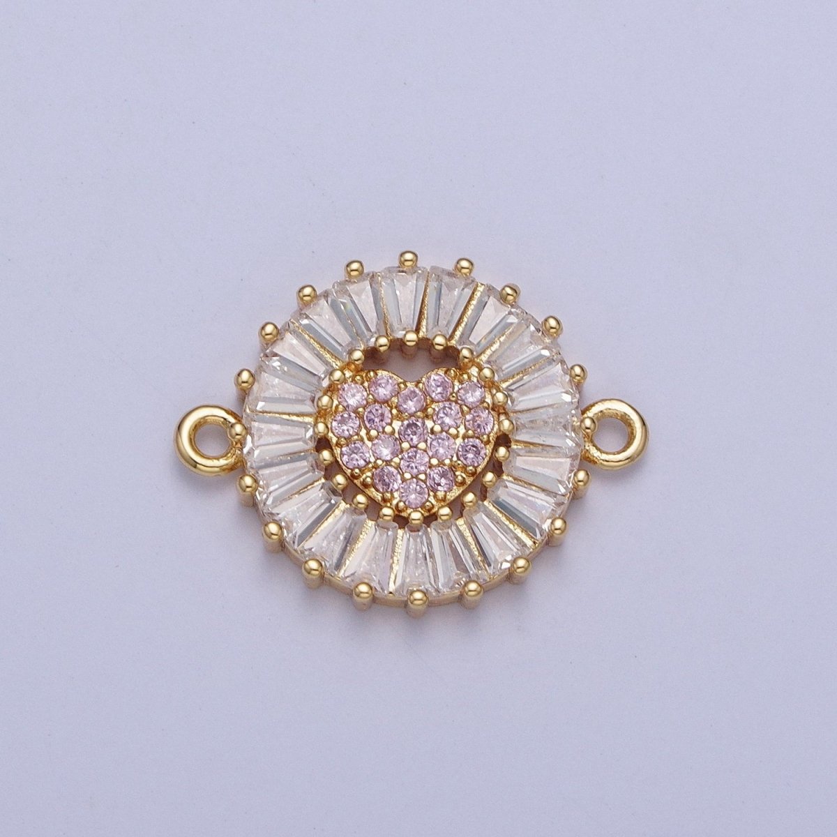 Dainty Round Heart Gold Filled Charm Connector Clear Baguette Link Connector for Bracelet Necklace Supply G-865~G-870