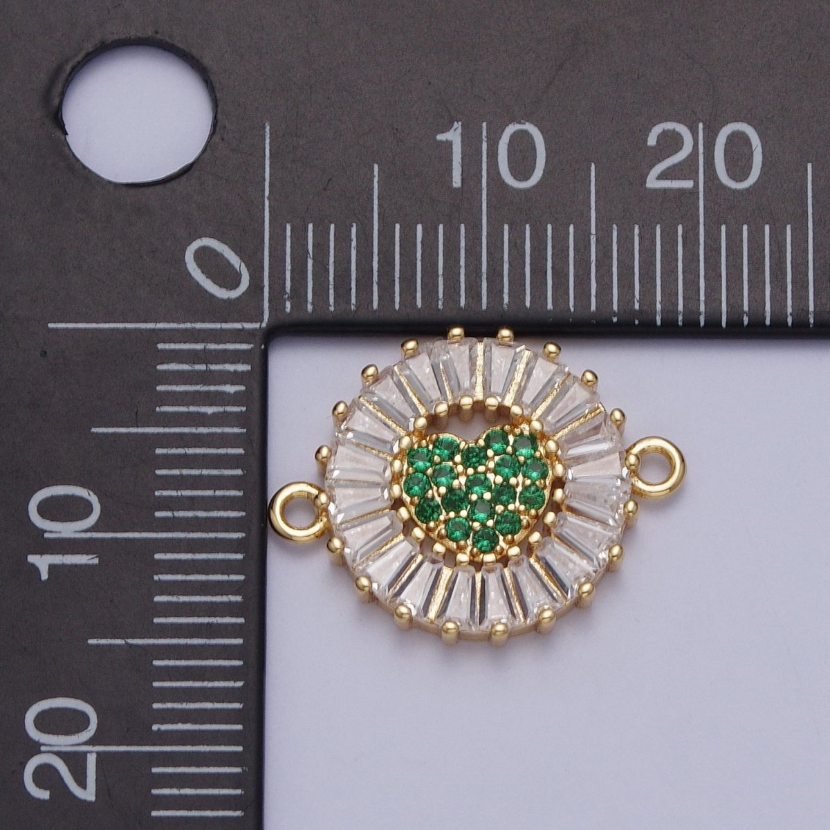 Dainty Round Heart Gold Filled Charm Connector Clear Baguette Link Connector for Bracelet Necklace Supply G-865~G-870