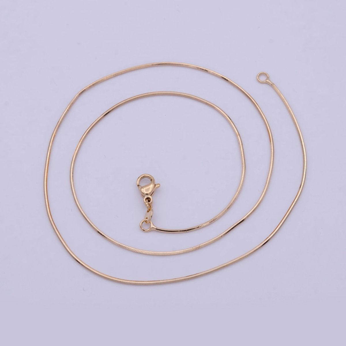 Dainty Round Snake Chain Herringbone Chain Necklace 17.5 Inch ready to wear | WA-800 Clearance Pricing - DLUXCA