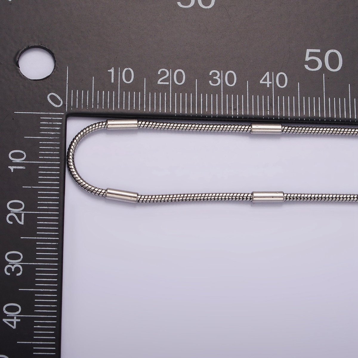 Dainty Round Snake Chain Necklace Stainless Steel 19 inch Necklace in Silver WA-2399 - DLUXCA