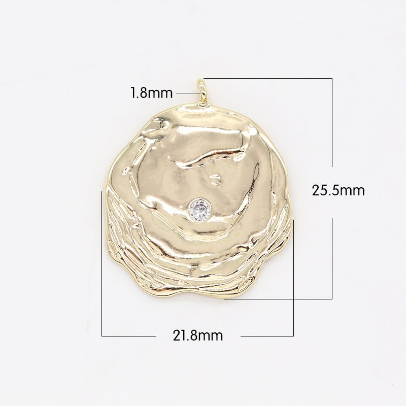 Dainty Rustic Charm Pendant Gold Add on CZ Charm GP-147