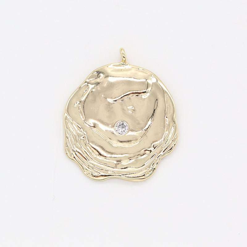 Dainty Rustic Charm Pendant Gold Add on CZ Charm GP-147