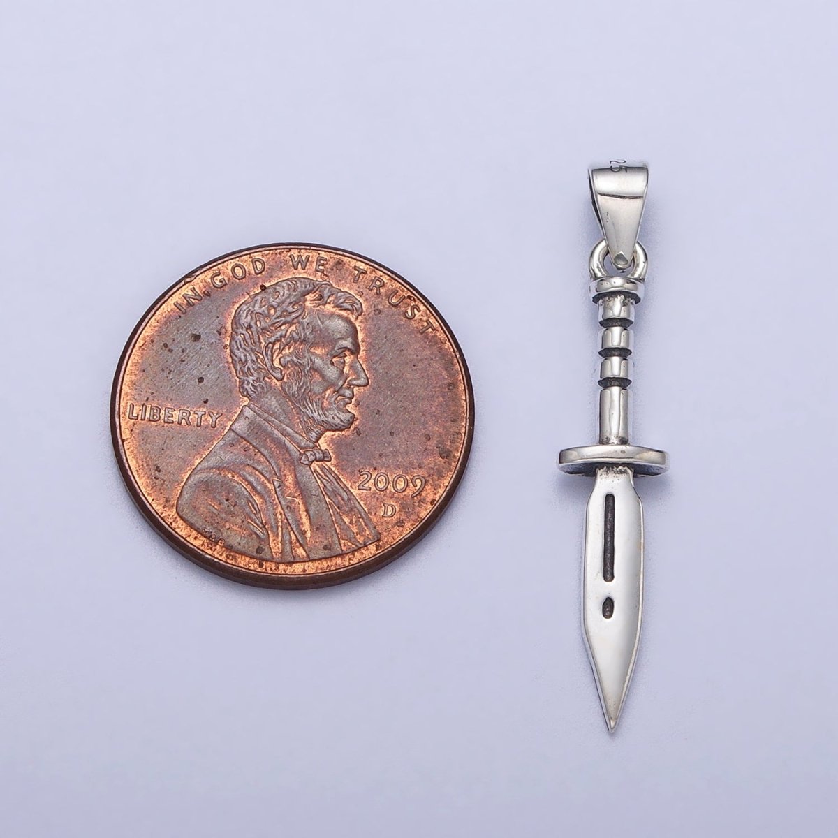 Dainty s925 Sterling Silver Sword Necklace Charm- Silver Dagger Charm necklace bracelet earring Supply for Women Men pendant Necklace SL-391 - DLUXCA