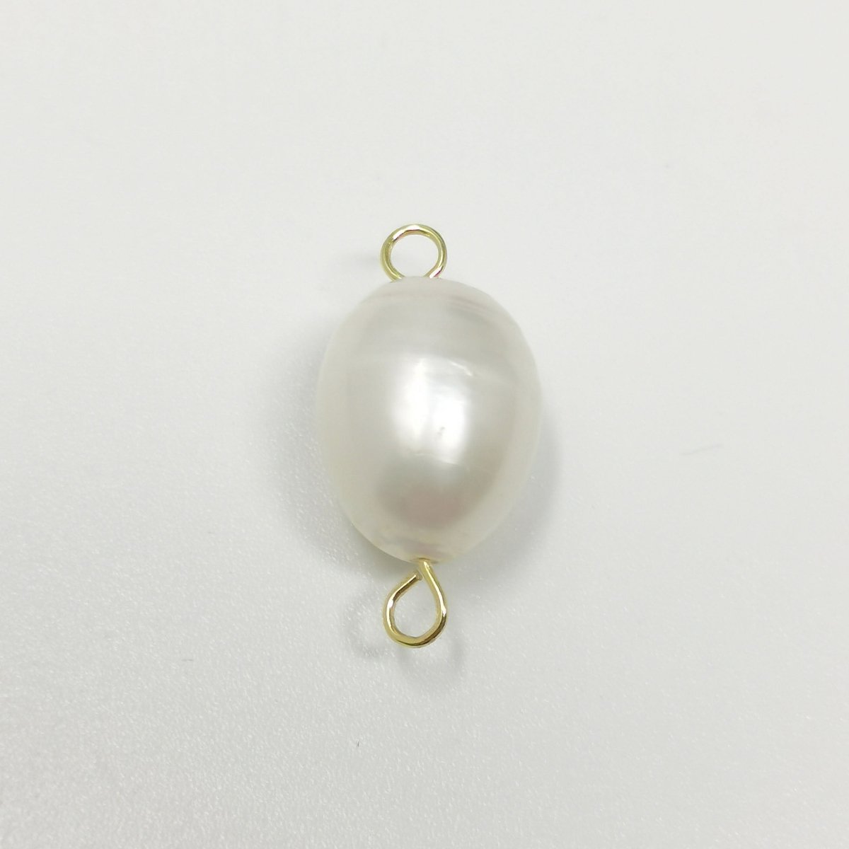 Dainty Sea Fresh Water Pearl White Pearl Rice Shape Connector Tiny Drop Pearl 21x10.5mm for Bridal Summer Ocean Inspired Jewelry making P-1784