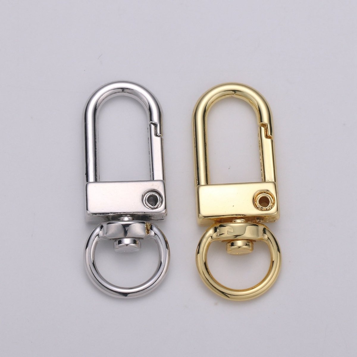Dainty Self Closing Swivel Clasps - Triggerless - 33mm X 12mm - Real Gold Plated for Charm Lock Keychain Supply Component L-022 L-023