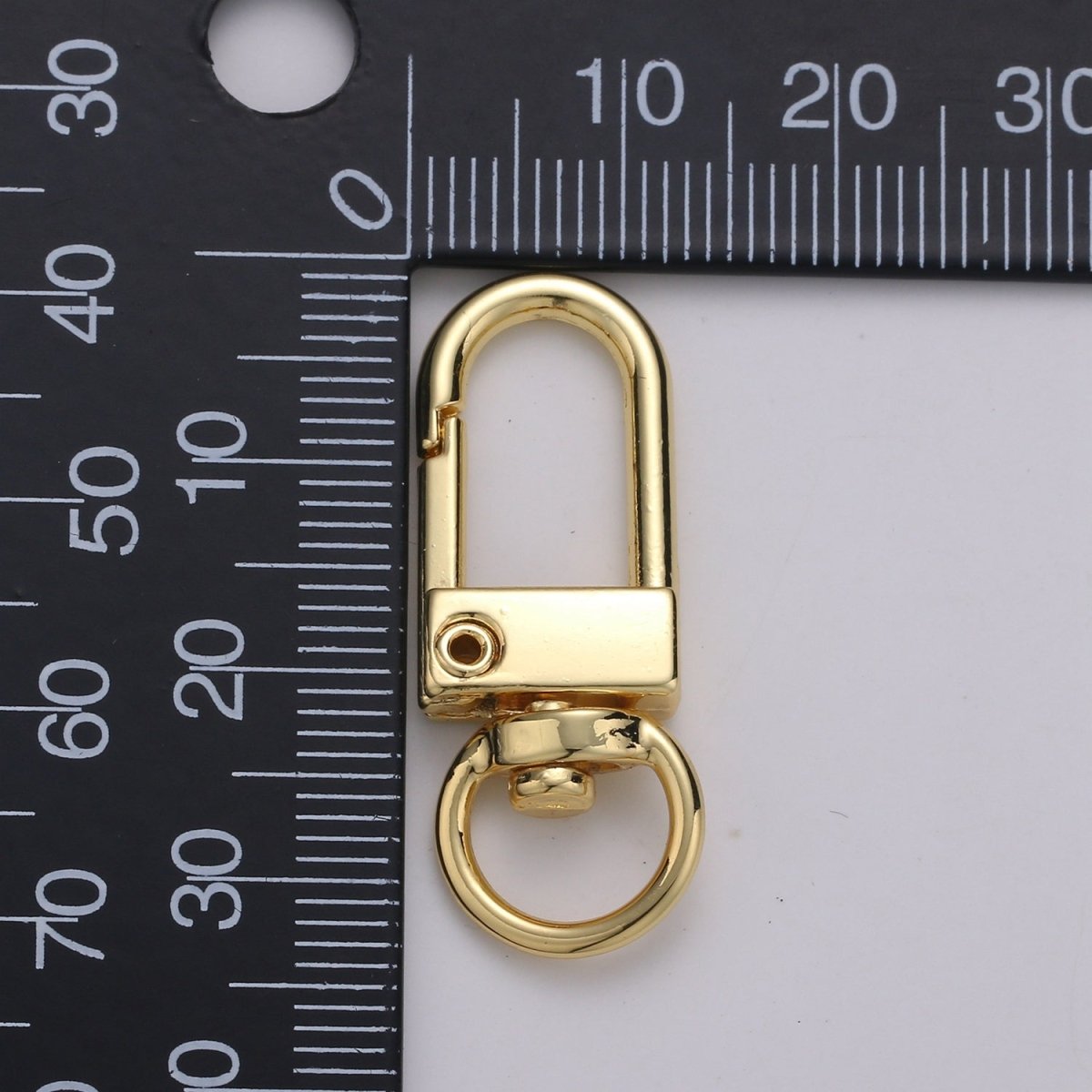 Dainty Self Closing Swivel Clasps - Triggerless - 33mm X 12mm - Real Gold Plated for Charm Lock Keychain Supply Component L-022 L-023