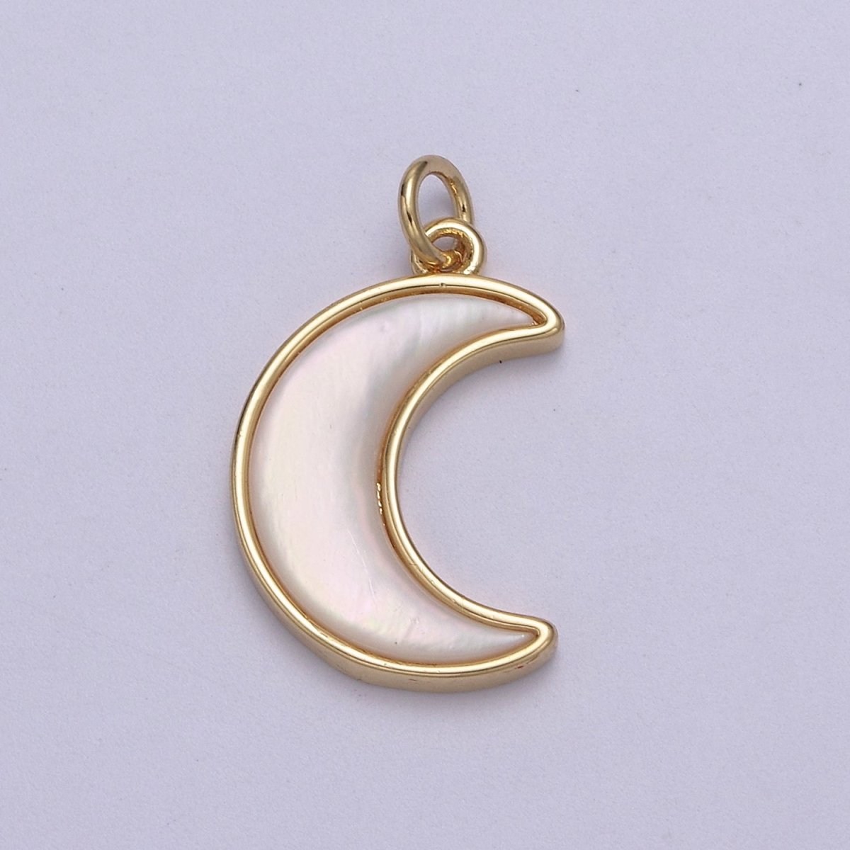 Dainty Shell Pearl Crescent Moon Charm Minimalist Celestial Jewelry Making N-823 - DLUXCA