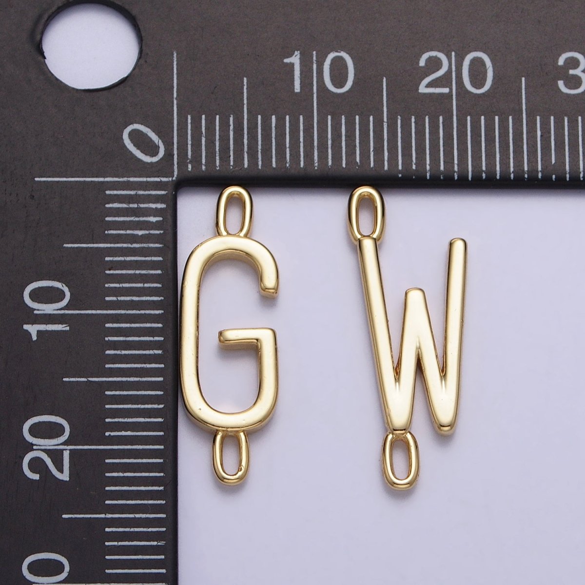 Dainty Sideway Initial Charm Connector Gold Letter Dainty Name Necklace Link Connector for Personalized Jewelry A-364-A-376