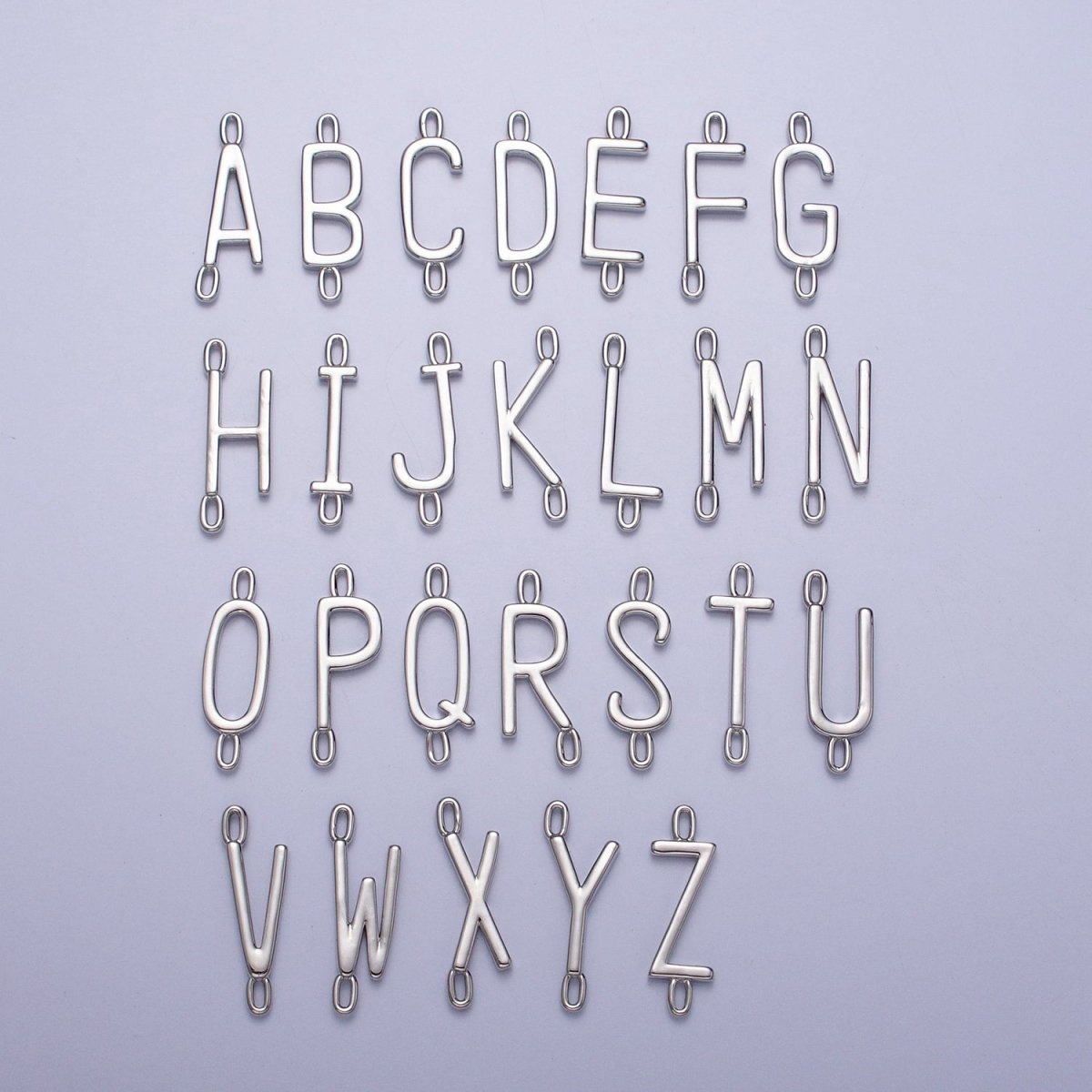 Dainty Sideway Initial Charm Connector Silver Letter Dainty Name Necklace Link Connector for Personalized Jewelry Supply Bracelet Necklace A-377-A-389