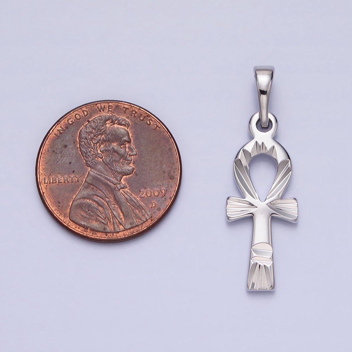 Dainty Silver Ankh Cross Pendant Egyptian Ankh Cross Charm AA238 - DLUXCA