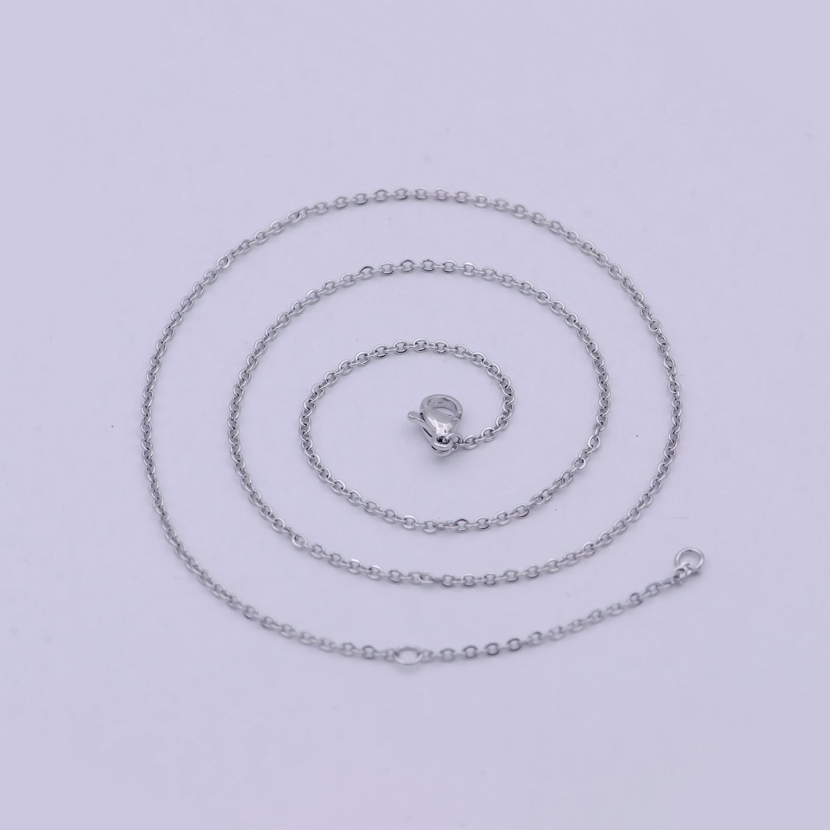 Dainty silver chain finished chain everyday chain, simple silver chain ready to wear 18.5 INCH | WA-794 Clearance Pricing - DLUXCA