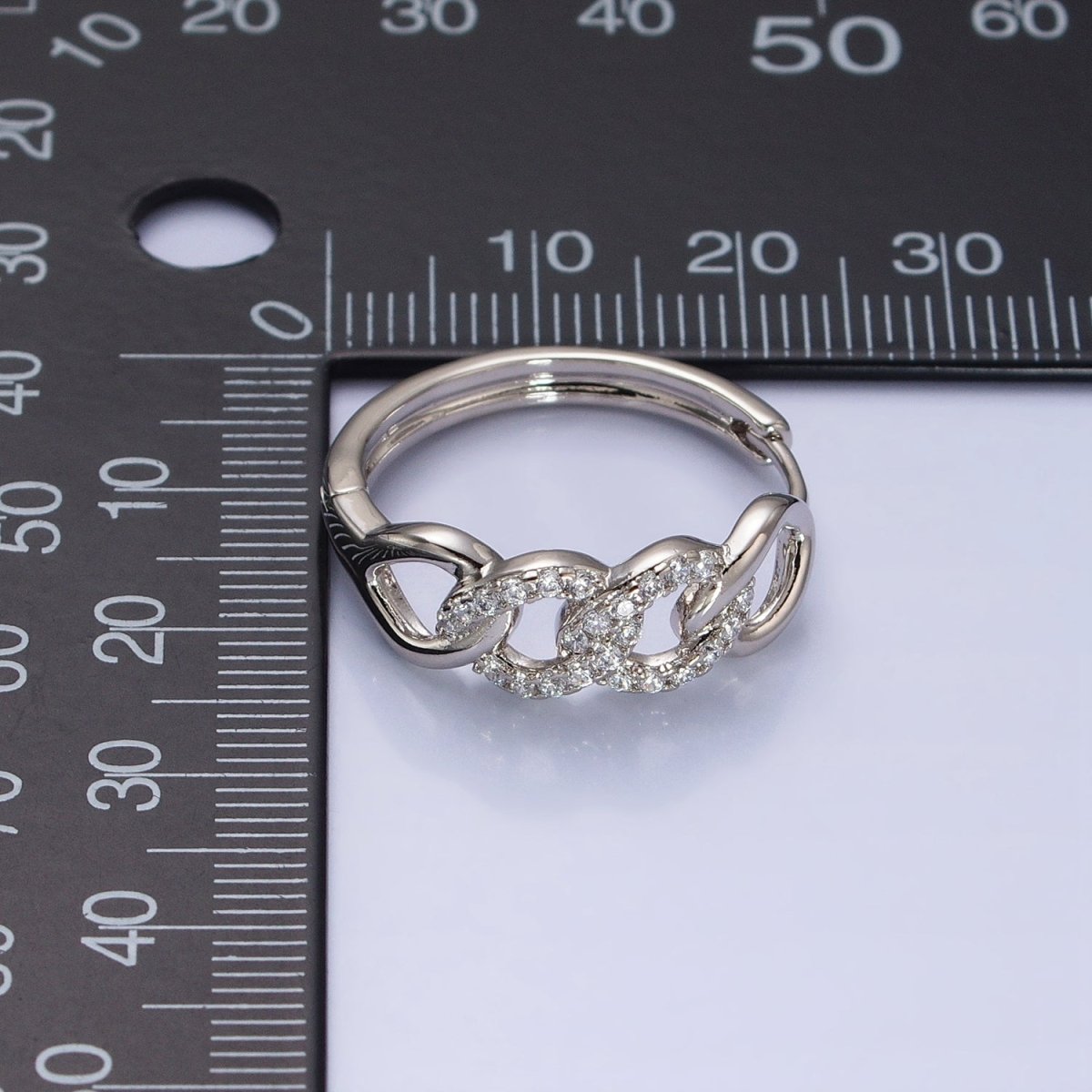 Dainty Silver Chain Link with CZ Micro Pave Stone AB786 - DLUXCA