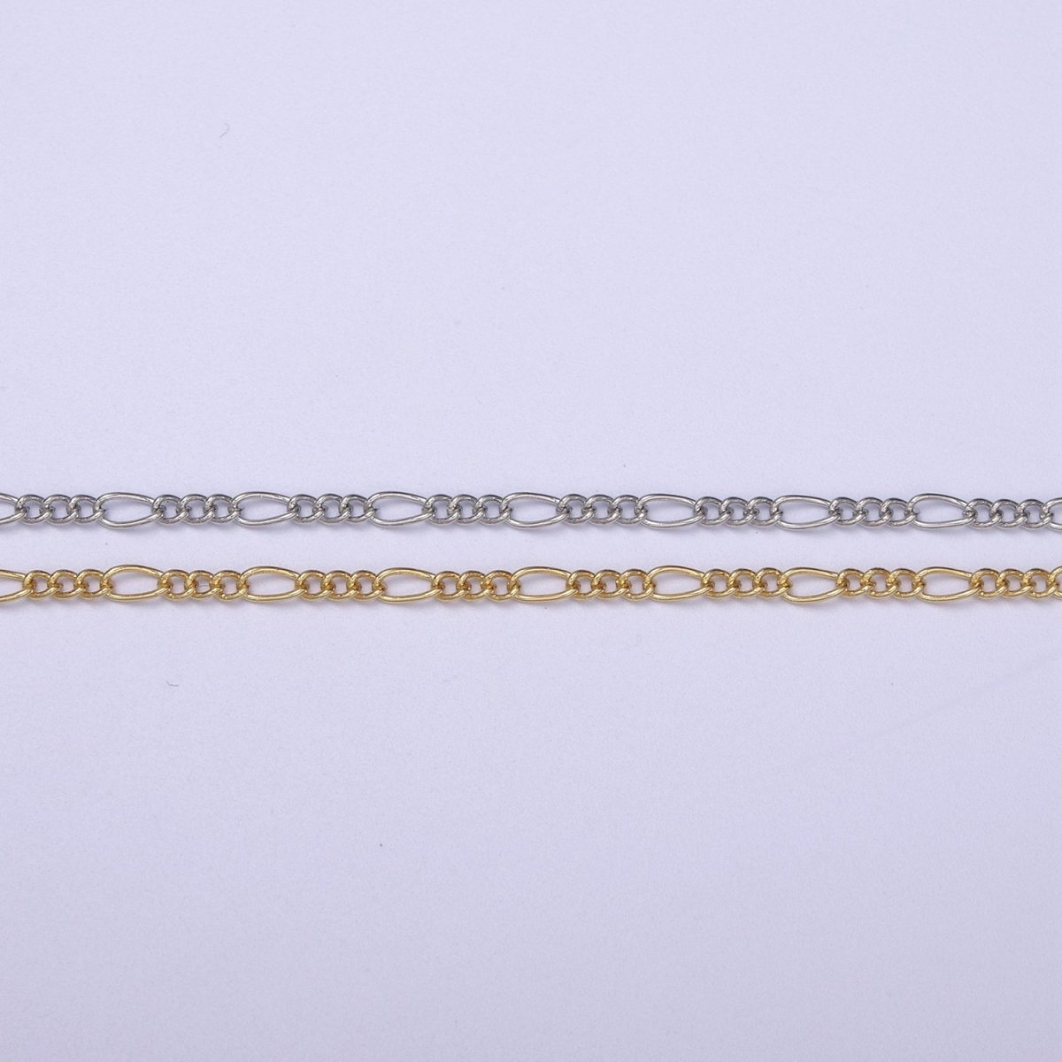 OS Dainty Silver Figaro long and short Chain by Yard Wholesale Bulk Unfinished Chain for Jewelry Making | ROLL-762 Clearance Pricing
