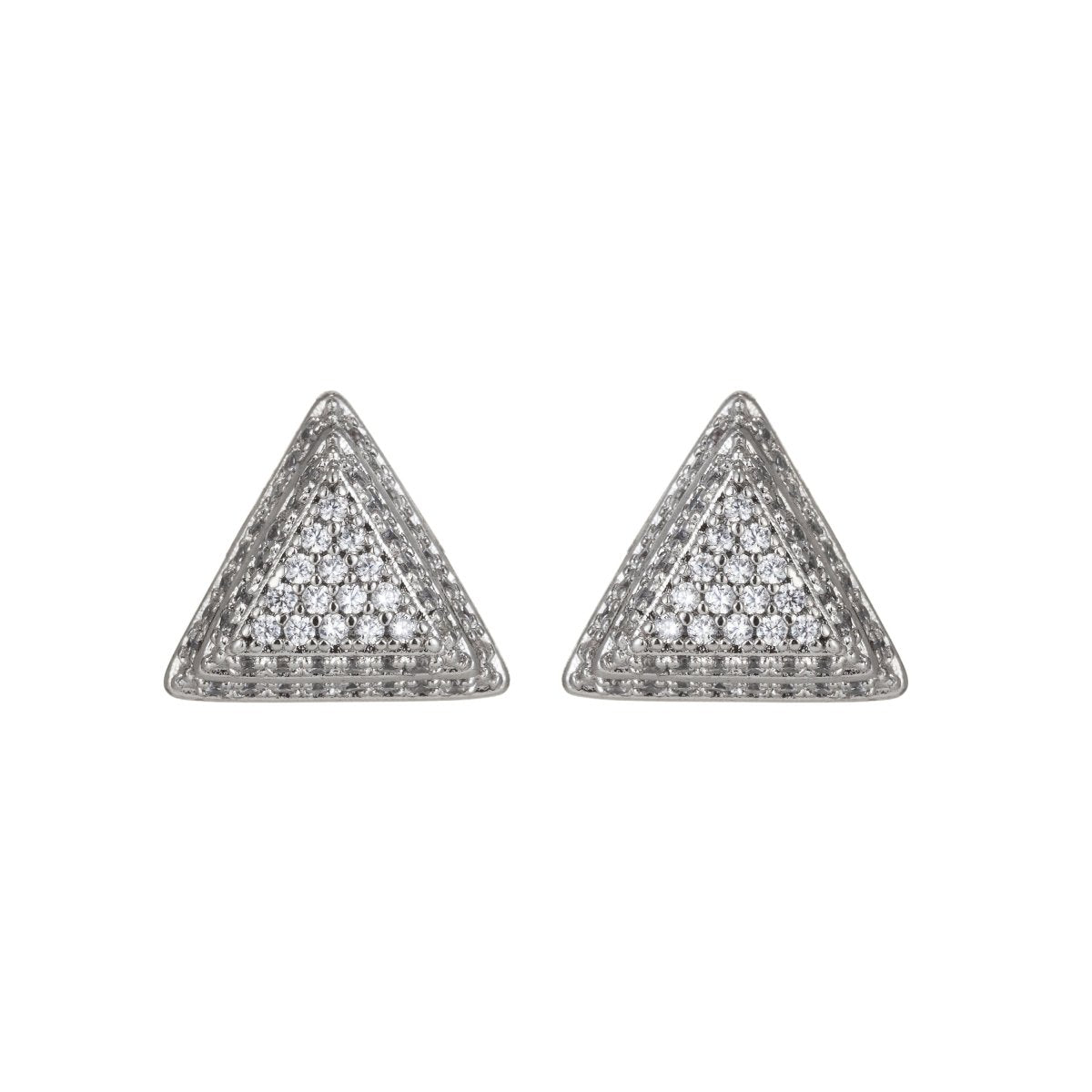 Dainty Silver Geometric Stud Earrings in Clear Cubic Zirconia Micro Pave earring Supply Q-074 Q-076 Q-078 Q-079