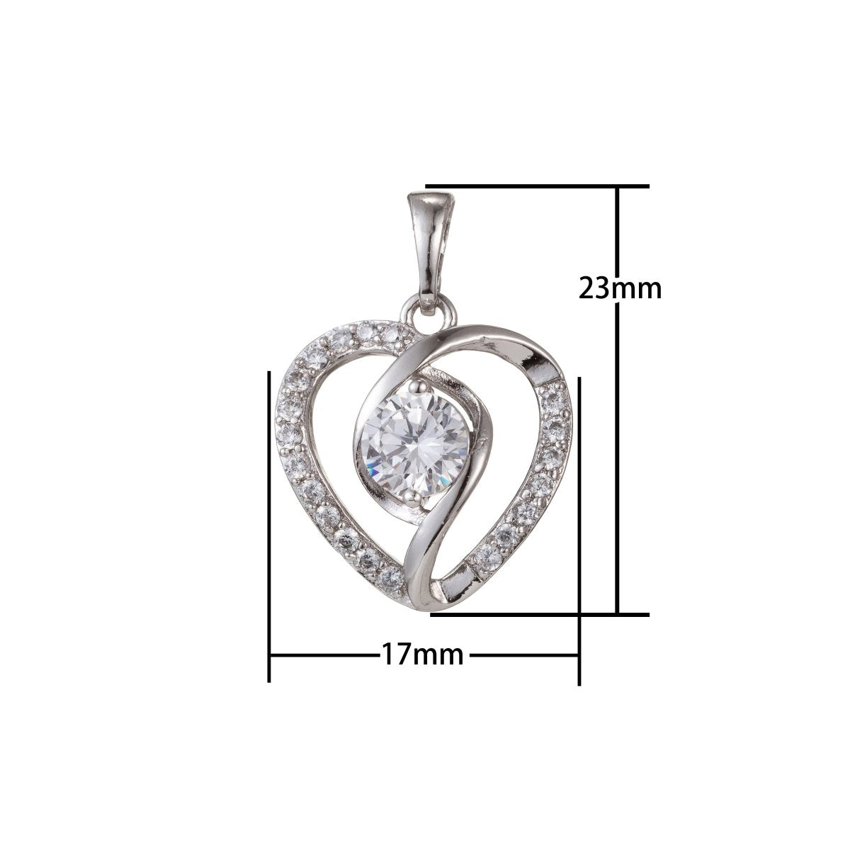 Dainty Silver Gold Filled Crystal Heart Pendants I-469 - DLUXCA