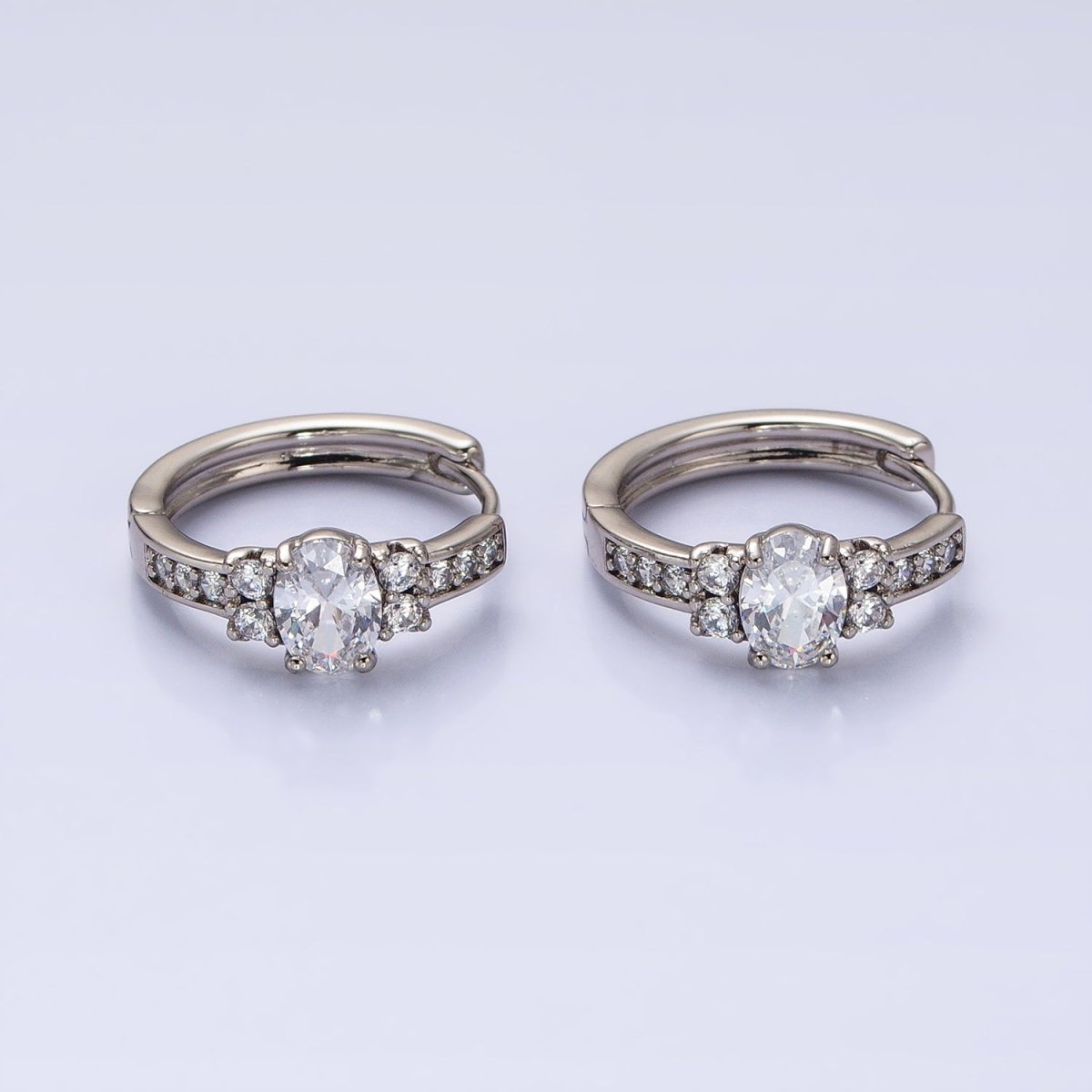 Dainty Silver Huggie Earring Minimalist Clear Blue Red Green CZ Stone Hoop Earring AB788 AB789 AB790 AB791