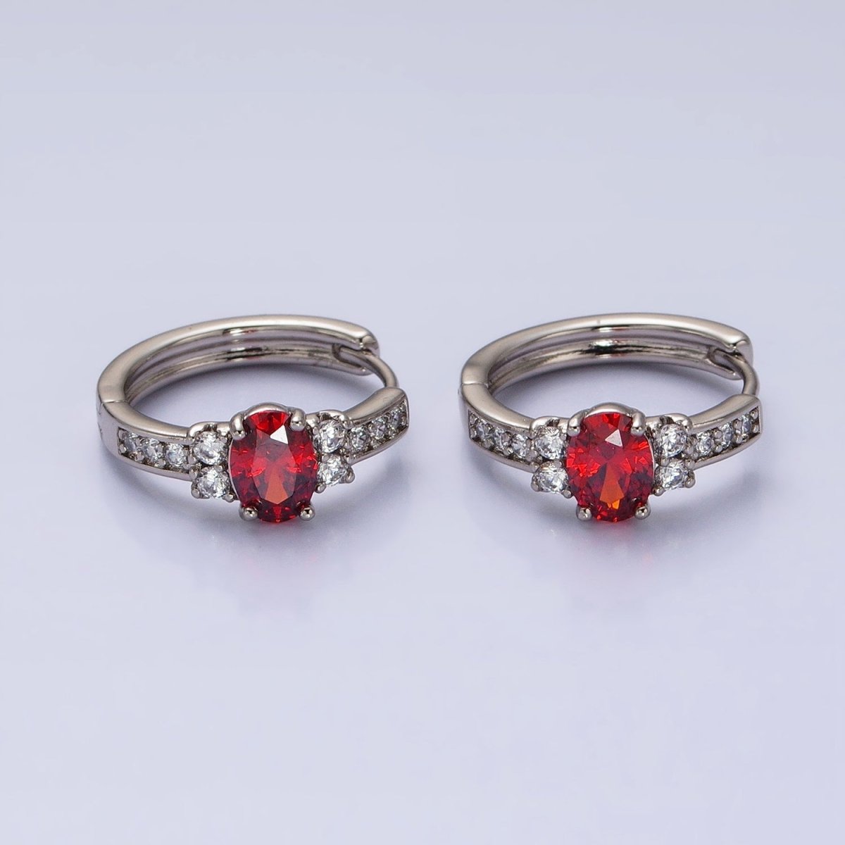 Dainty Silver Huggie Earring Minimalist Clear Blue Red Green CZ Stone Hoop Earring AB788 AB789 AB790 AB791