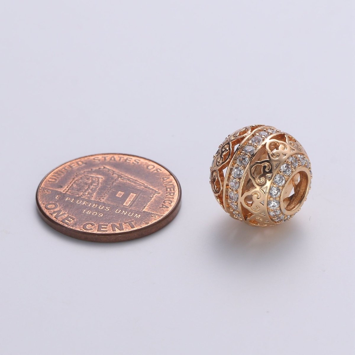 Dainty Simple Golden Beads Ball CZ Gold Filled Geometric Round Shape Jewelry Making Beads B367