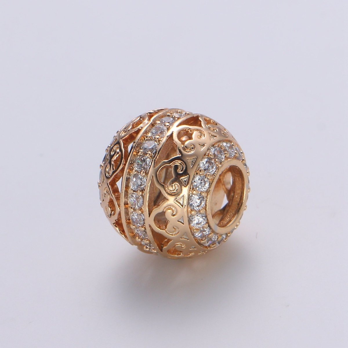 Dainty Simple Golden Beads Ball CZ Gold Filled Geometric Round Shape Jewelry Making Beads B367