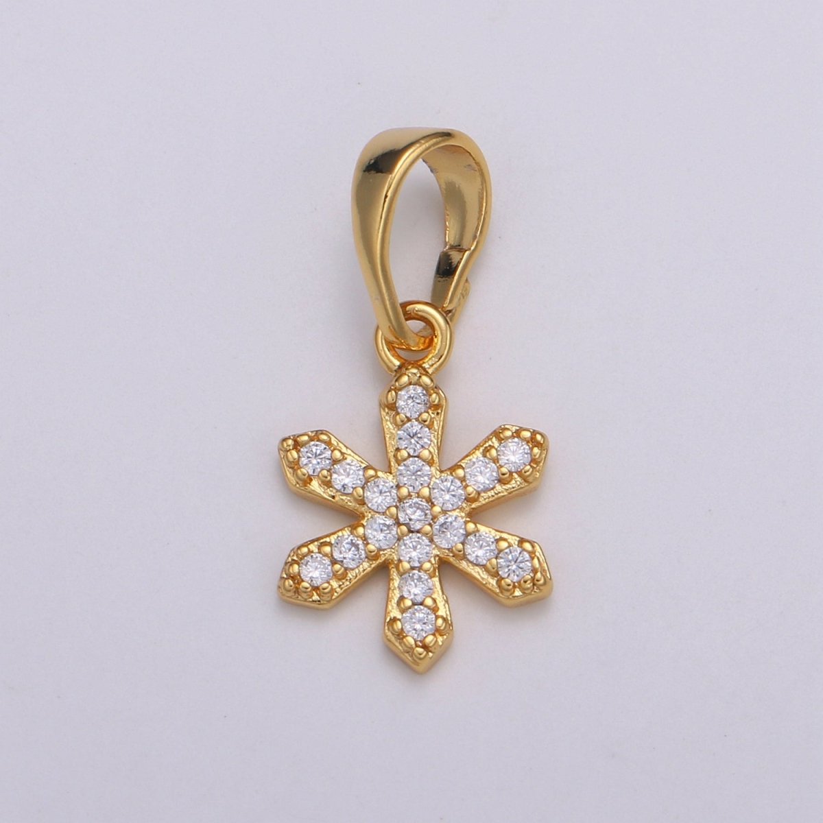 Dainty Snow Charm 24K Gold Filled Micro Pave CZ Pendant H-062