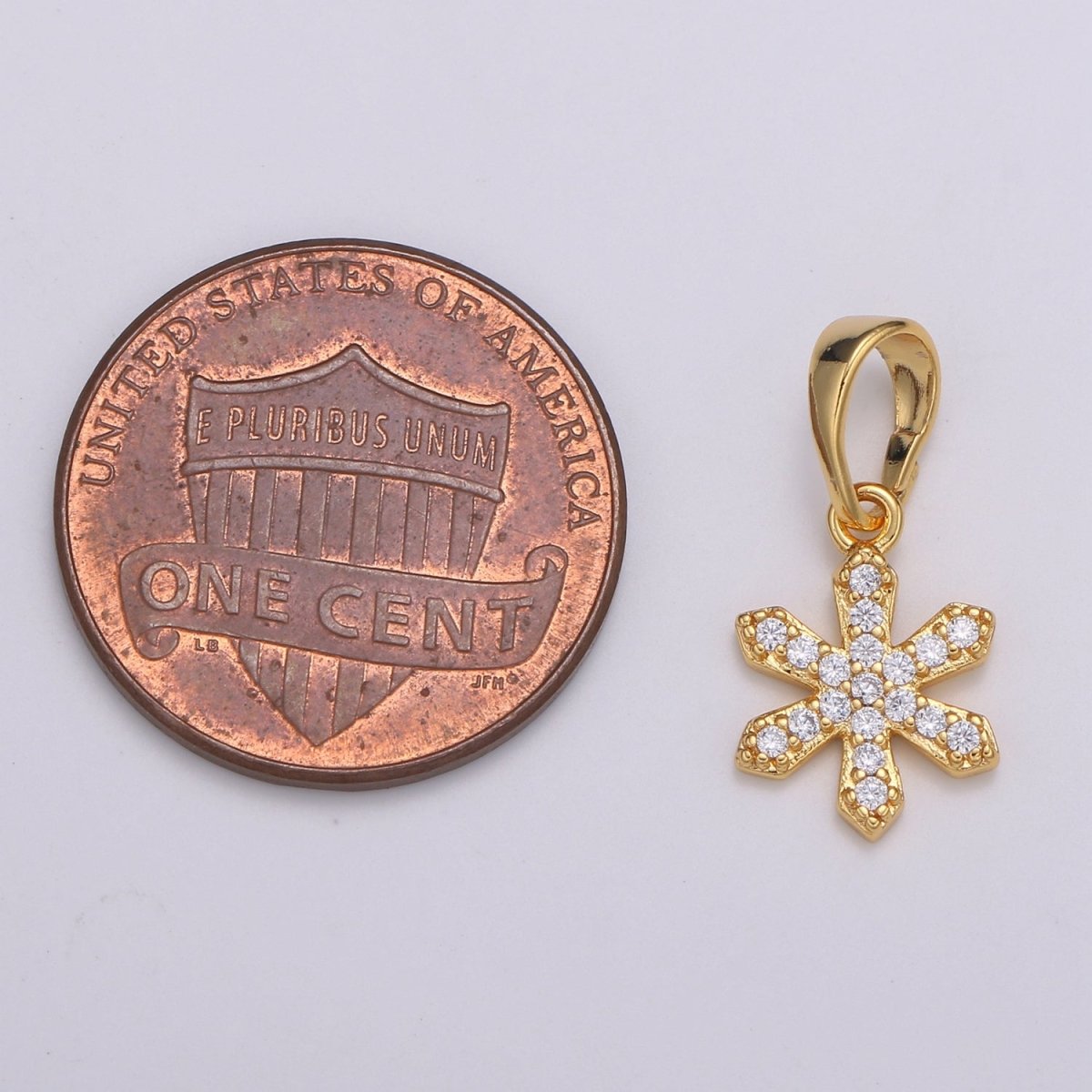 Dainty Snow Charm 24K Gold Filled Micro Pave CZ Pendant H-062