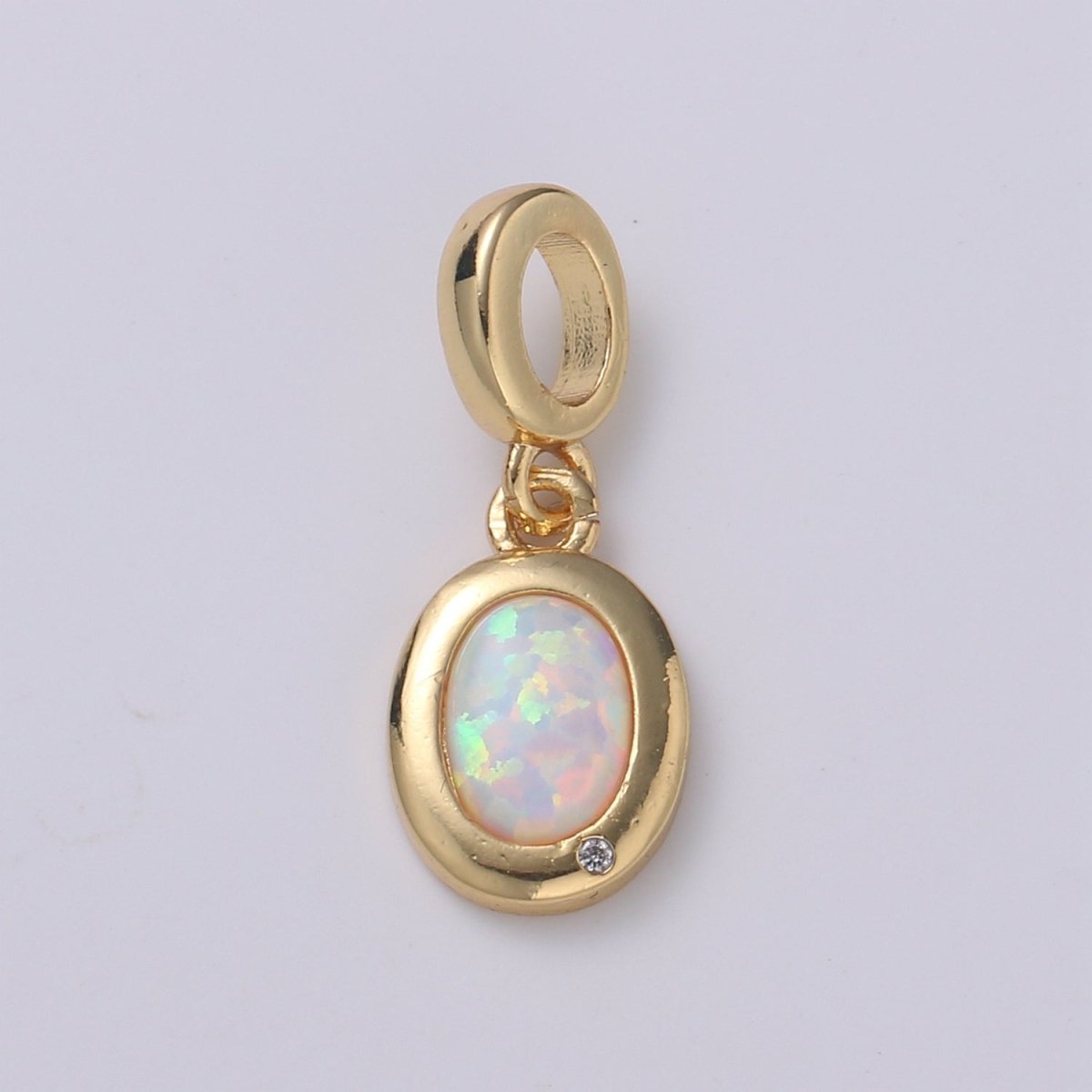 Dainty Solitaire Pendant 14K Gold Filled Oval Pendant for necklace Opal Charm Birthstone Cubic Zirconia Geometriz Bezel Charm H-389 H-390 H-392 H-397