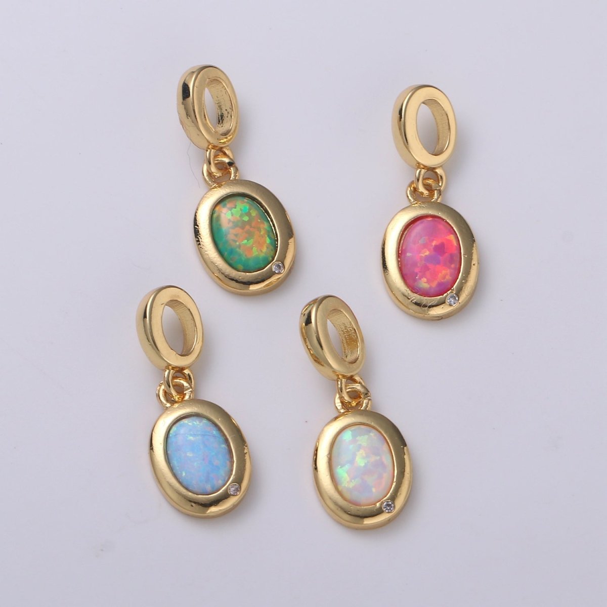 Dainty Solitaire Pendant 14K Gold Filled Oval Pendant for necklace Opal Charm Birthstone Cubic Zirconia Geometriz Bezel Charm H-389 H-390 H-392 H-397