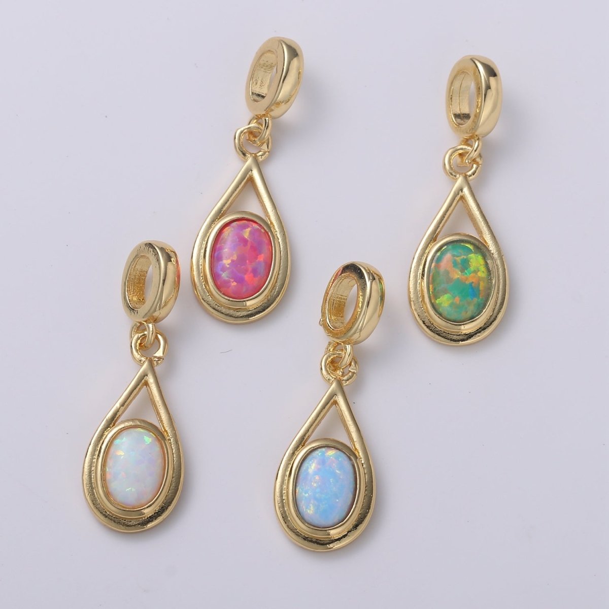 Dainty Solitaire Pendant 14K Gold Filled Tear Drop Pendant for necklace Opal Charm Birthstone Luxury Bezel Charm Dangle Jewelry H-579 H-584 H-585 H-586