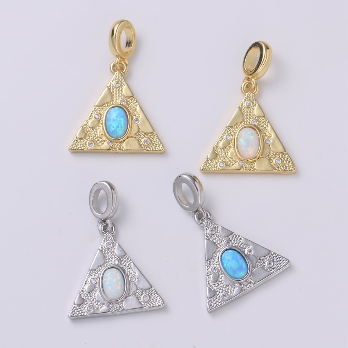 Dainty Solitaire Pendant Triangle Opal Charm for necklace Bracelet Earring component Geometric Charm Dangle for Jewelry Making Supply H-307 H-309 H-384 H-387