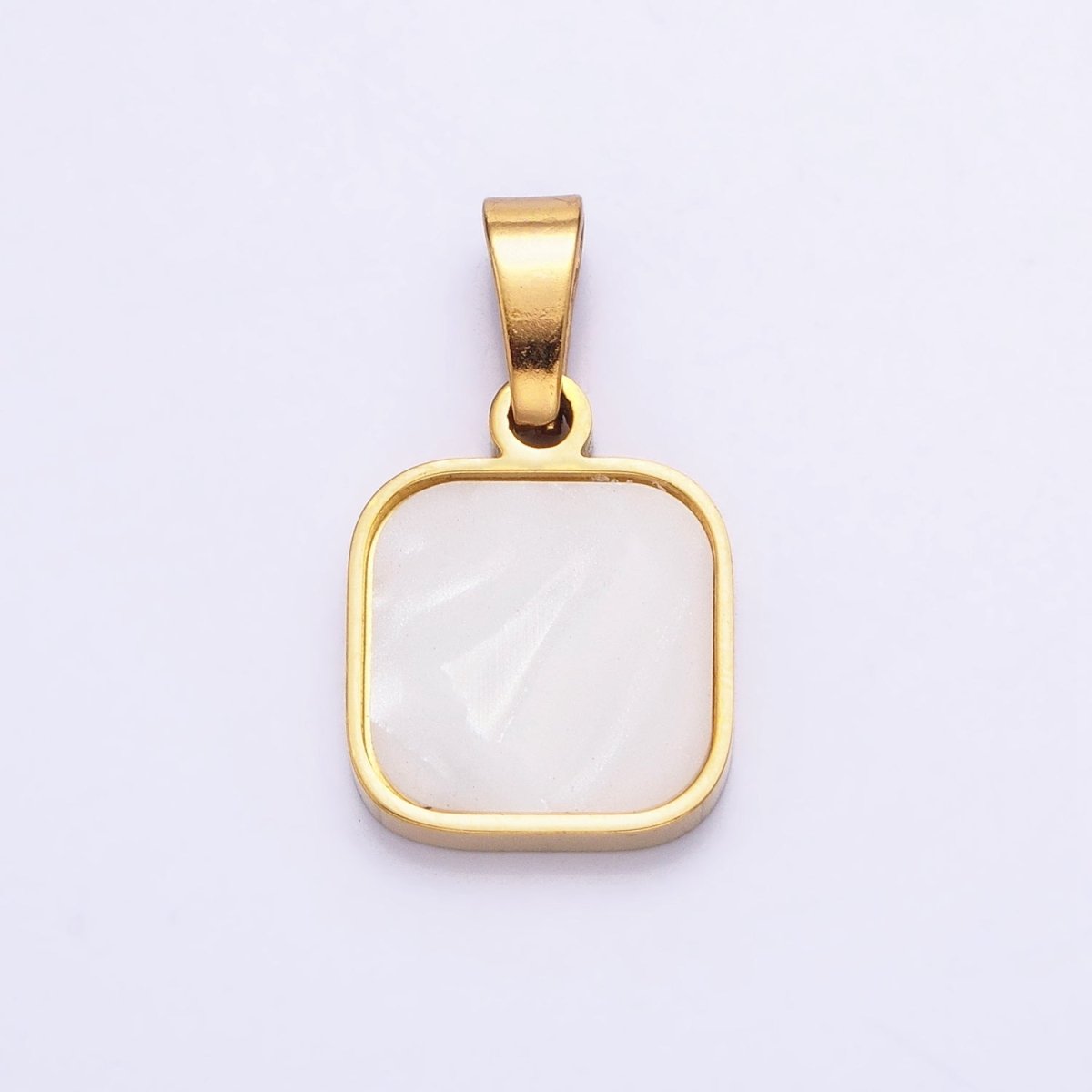 Dainty Square Pendant With Pearl For Minimalist Unisex Jewelry Charm P-1149