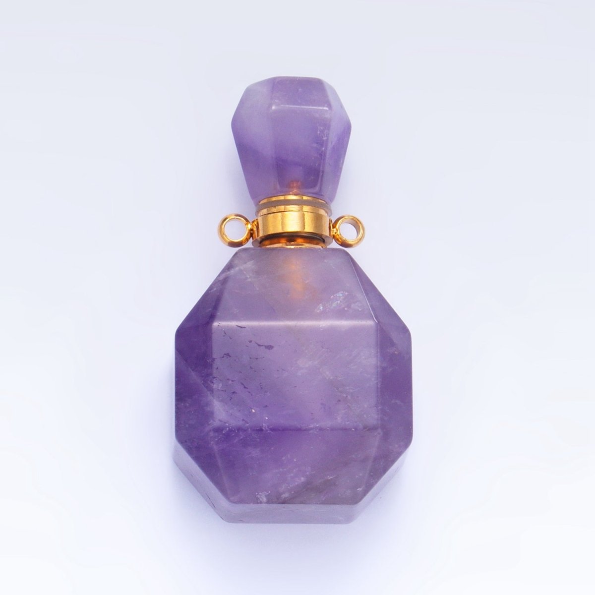 Dainty Square Perfume Bottle Charm Amazonite Amethyst Aventurine Gemstone Essential Oil Bottle Pendant