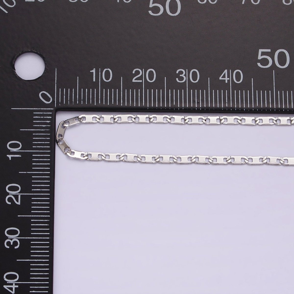 Dainty Stainless Steel 1.9mm Flat Anchor Mariner Chain 17.7 Inch Necklace in Silver | WA-2378 - DLUXCA