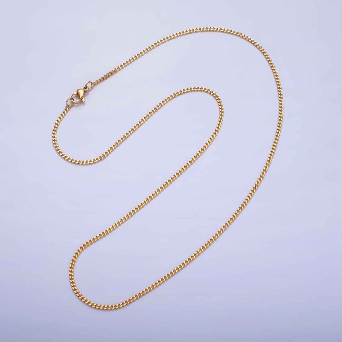 Dainty Stainless Steel Curb Chain Necklace 1.2mm Thin Gold Box Chain 17.7 inches for Jewelry Making | WA-1701 WA-1702 Clearance Pricing